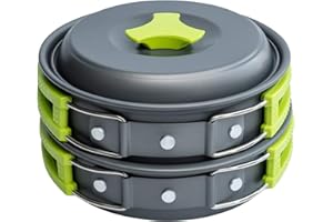 MalloMe Camping Cookware Mess Kit, Camping Cooking Set - Camping Pans and Pots Set for Travel Backpacking Portable Camping Essentials Equipment & Accessories, Camp Pot for Food & Kitchen