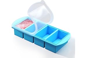 QUELIEN Blaues Silikon Gefriertablett mit Deckel – 1-Cup Portionsform für Suppe, Brühe & Aufläufe – stapelbare BPA-freie Silikonbehälter für gesunde Vorratshaltung & Meal Prep