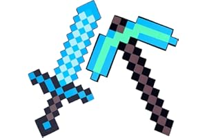 TANGANAN Pickaxe Sword Toys, Kids Game Role-Play Sword and Pickaxe Combo Axe Shovel Game Swords Pick Foam Weapon Action Figure Accessory for Halloween Christmas Video Game Fans (blue)