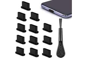 CHDZSW 12 Stück USB C Staubschutzstopfen mit Reinigungsbürste Silikon-Schutzkappen, Ladebuchse Schutz Type-C Abdeckung, Smartphone Zubehör, für iPhone Google Samsung Galaxy Xiaomi Motorola (Schwarz)