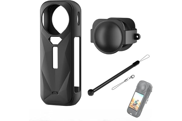 4Pcs Silicone Skin Cover for Insta 360 X5, Anti-Scratch Protective Soft Silicone Cover with Lens Guard and Lanyard, Lightweight Case for Action Camera