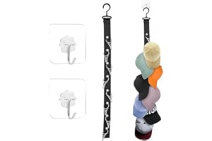 YUNXCNA Cap Halter, 2 Stück Cap Aufbewahrung, Cap Halterung Wand, Kappenhalter mit 16 Clips, Kappen Organizer, Hängend Kappen Halter mit Clips, Praktischer cap halter, Für Baskenmütze, Basecap, Sonnenhut