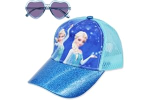 Syijupo Cappello e Occhiali da Sole Bambina Set Cappello e Occhiali da Sole Principessa Blu Bambini Tazza da Baseball Regolabile Occhiali da Sole Principessa UV400 per età 4-12 per Garden Park Beach