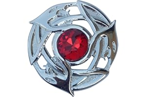 IMPERIAL KILT PRODUCTS Męska broszka w kratę Kilt Fly Silver Finish - Celtycki Serpent Plaid Broszka z kamieniem - Celtycki Kilt Fly Plaid Broszka 8 cm Różne kamienie kolorystyczne - Szkocki prezent Broszki