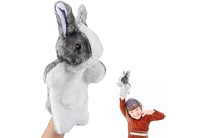 ACTOYS Marionnettes à Main Lapin, Marionnette Enfant, Marionnette Ventriloque, Lapin de Paques, Adapté aux Marionnettes et Théâtres, Histoires du Soir, Histoire pour Enfant (Lapin Gris)