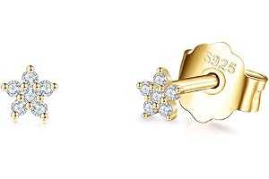 CERSLIMO Silver Stud Earrings for Women Girls, Tiny Flower Stud Earrings Small 925 Sterling Silver Hypoallergenic Cubic Zirconia Helix Cartilage Earrings Piercing Sleeper Studs, 3mm/4mm/5mm