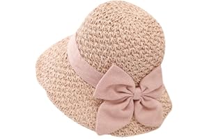 WEIGEER Straw Hat Women Beach Sun Hat Chapeau de Paille pour Femme Chapeau de Soleil de Plage Pliable à Large Bord Chapeau d'été pour de Paille pour Soleil