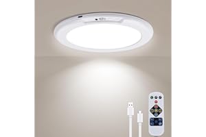 AVANLO Rechargeable LED Ceiling Light with Remote, 7.5Inch Motion Sensor Lights Indoor, Battery Operated Wall Lights, 3 Color, Wireless Magnetic Ceiling Lamp for Bath, Porch, Stairs, Garage (White 1 Pack)