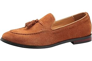 rismart Hombre Hecho a Mano Borlas Mocasines Ante de Vestir Zapatos Uniforme Mocasín