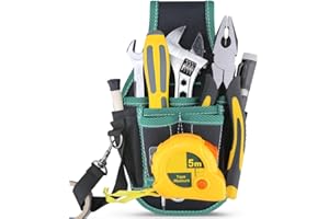 WINHUNT Werkzeugtasche mit Gürtel, 9 Taschen Werkzeuggürtel für Handwerker, Elektriker, Gärtner, 14x7x25cm Grün bis Schwarz