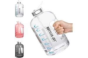 ACXILEXY Wodoszczelna butelka na wodę, 1 galon, sportowa butelka na wodę z motywacyjnym markerem czasu, wolna od BPA butelka do wody, butelka sportowa wielokrotnego użytku na kemping, dla dzieci, w podróży