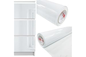 DECOMEISTER Folia samoprzylepna dekoracyjna biała ploterowa jednokolorowa jednolita okleina meblowa błysk szafka regał stół rolka 100x150 cm Biały Połysk