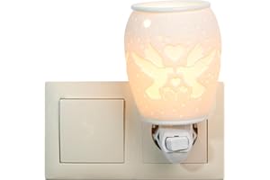 Plug in Wax Melt Burners - Ceramic White Dove and Heart Design - Wax Burner Electric for Soy Wax Cubes and Essential Oil Fragrance Aroma for Home, Office, Bedroom, Living Room - by Luminous East