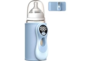 FUERDICH Calentador de biberones para bebé, calentador de biberones para viajes, calentador de biberones portátil, calentador de biberones para bebé, calentador de leche para bebés con luz nocturna, 35-55 ℃