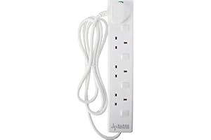 pro elec plpl15330pl 2 m Switched and Surge Protected 4 Gang Extension Lead white