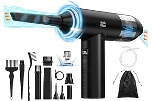 Minthouz 3 in 1 Aria Compressa, Elettrico Rimuovi Polvere Senza Fili & Aspirapolvere Auto, 3 Velocità 120000RPM/12800PA Mini Aspirapolvere Senza Fili, Per Auto Ufficio E Casa