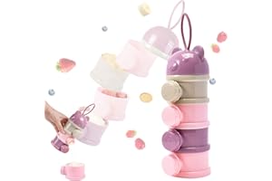 LONNEY Milchpulver Portionierer Baby, Milchpulver Aufbewahrungsbox Milchportionierer Baby Babynahrung Portionierer Milch Behälter (Bpa-Frei) 4 Schichten Stapelbare für Freien (Lila)