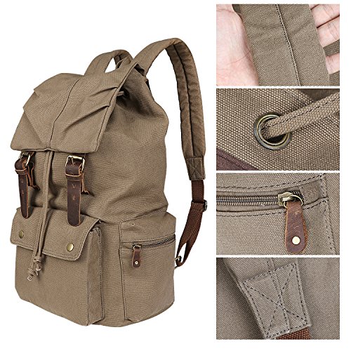 KIPTOP Nylon Vintage Rucksacke Laptoprucksack Damen Herren Schulrucksack Retro Backpack für Campus Studenten und Outdoor Reisen Wandern mit Großer Kapazität - 7