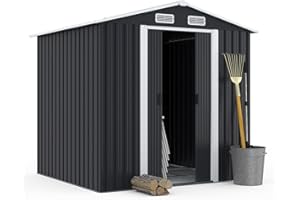 IDMarket - Abri de Jardin 3,7M² Gris en Acier galvanisé avec Base