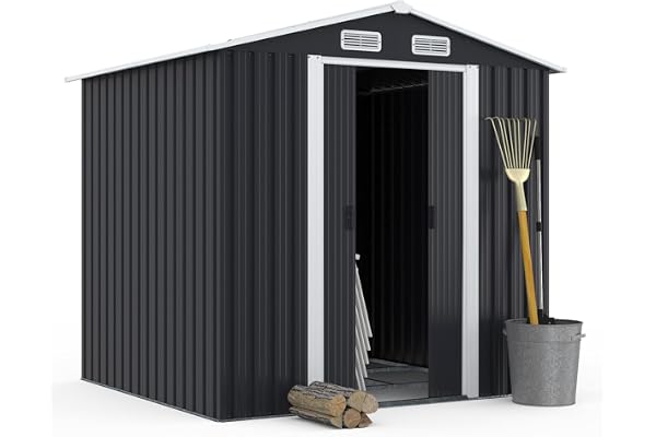 IDMarket - Abri de Jardin 3,7M² Gris en Acier galvanisé avec Base
