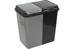 URBNLIVING 60/90L Double Kitchen Recycling Laundry Duo Bin Garbage Under Cabinet Trash Can (90L Black & Grey)