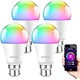 Boxlood Smart Bayonet Light Bulb, 4 Packs RGB Color Changing LED Light Bulb Work with Alexa Echo Google Home, 60W Equivalent, Dimmable 2700K-6500K Warm to Cool White, No Hub Required