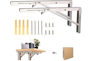HOTSAN Klappkonsole Schwerlast 400 mm - Klappscharnier Packung mit 2 Edelstahl Klapphalterung Klappwinkel Platzsparendes Klappregal für Klapptisch Wandmontage, Regalhalterung, Belastbarkeit 100 kg