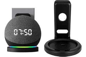 QILUCKY Smart Home Lautsprecher Wandhalterung für Dot 4. /5. Generation Halterung Ständer mit integriertem Kabelmanagement, Ideal für Küche, Bad und Schlafzimmer, Keine Schrauben notwendig (Schwarz)