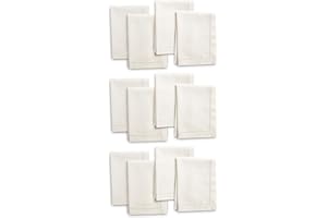 ‎ENCASA XO Encasa XO Stoffservietten Set von 12 | Reines Baumwolle mit Hohlsaum-Design | Natürlich | Quadratische Größe 43x43 cm | Tafelservietten – Waschmaschinenfest & Wiederverwendbar