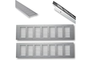 Euro Tische 2X Griglia Aerazione in Alluminio per una Ventilazione Ideale, Griglia Ventilazione per Cucina, Bagno, Toilette, Garage e Soggiorno, Griglia Aerazione Rettangolare 20 x 8 x 1.2cm