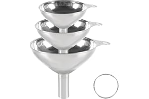 YZZAOO 3 Pezzi Imbuti in Acciaio Inox, Pieghevole Imbuto Cucina con Manico, Imbuto Piccolo per il Riempimento di Liquidi e Polveri (7,5/5,5/4,5 cm)