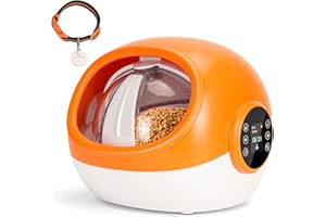 ITEFDTUTNE Mikrochip Futterautomat Katze, Katzenfutter Automat mit RFID-Halsbandanhänger, Dual Powered Electric Pet Feeder, Automatische Futterautomat Katze Nassfutter für Nass- und Trockenfutter, Orange