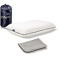 alkamto Travel Pillow - Ergonomic Neck Support Memory Foam with Temperature-Regulating Pillowcase - Includes Extra Cotton Cover and Carry Bag (16,5 x 10,6 x 3,14 In - White + Extra Cover)