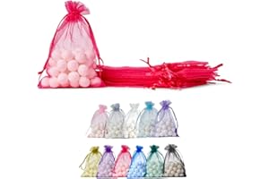 Soul Projekt 25 szt. torebek z organzy, fuksja, 10 x 15 cm, woreczki siatkowe na upominki, biżuterię, urodziny, mini torebki Diwali, na ślub, na imprezę, Boże Narodzenie, z organzy, na każdą okazję