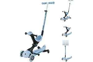Globber - GO•UP Deluxe Lights ECO 360 - Trottinette évolutive 3 Roues avec siège et Module 360, pour Les Enfants de 15 Mois à 6 Ans