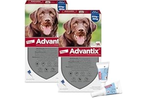 Advantix Sparset: Elanco Spot-On für große Hunde von 25 bis 40 kg gegen Zecken, Sandmücken, Stechmücken, Stechfliegen und Flöhe: Wirkung bis zu 4 Wochen, 2 x 4 Pipetten Packung