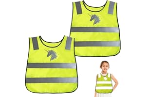 Ourdort 2 Stück Warnweste Kinder,Kinderwarnweste für (3-12 Jahre),Kinder Sicherheitswesten,Atmungsaktive Warnweste,Reflektierende Sicherheitsweste kinder,Jungen & Mädchen,Zur Sicherheit der Kind