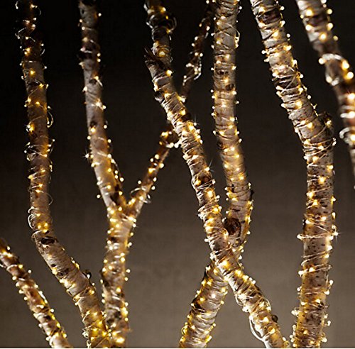 LED-Lichtshop® 1 Stück 50er LED-Lichterkette auf silbernem Kupferdraht warm-weiß Innen oder Aussen Batterie-betrieben mit Schalter und 4h Timer - 4
