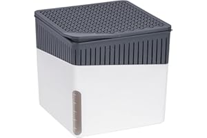 ‎WENKO WENKO Osuszacz powietrza Cube, redukuje pleśń i zapachy, miseczka zbierająca z 1 kg bloku granulatu, pojemność do 1,6 l wilgoci, 16,5 x 15,7 x 16,5 cm; Biały; 1000g