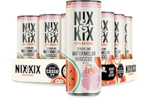 NIX AND KIX Nix & Kix | Watermelon & Hibiscus | 100% Natural Premium Sparkling Soft Drink | Low Calorie & Vegan Friendly | No Added Sugar Or Sweeteners | 250ml x 12 Pack