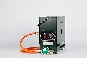 ‎GAZCAMP Gazcamp Heatbox 2000 grün 50 mbar Set *Tasche grün/Regler * Zeltheizung Campingheizung Anglerheizung Jadgheizung