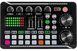 ALNEMY F998 Sound Card, Professional Audio Mixer, Soundboard Console System, Type-C OTG Interface, Noise Reduction Sound Mixer, for Recording Studio Gaming