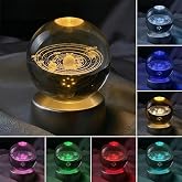 Senon G&uuml;neş Sistemi Kristal Cam K&uuml;re Renk Değiştiren LED Işıklı Gece Lambası Dekoratif Hediyelik Gezegenler