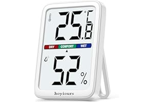 Termometro Digital Casa, hoyiours Termometro Higrometro Digital con Ppantalla LCD Jumbo & de Soporte, Pantalla Muy Fácil de Leer, Higrómetro Termómetro Casa para Hogar y Oficina