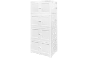 ABBAware Multi-Purpose Storage Unit, Cupboard, Household Cabinet with 4 Extra Large Compartments 68 x 48 x 176cm (570L) White