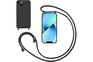 GoodcAcy Handykette Handyhülle für iPhone 13 Mini,Smartphone Necklace Hülle mit Band Schutzhülle mit Kette zum umhängen Halskette Flüssig Silikon Case für iPhone 13 Mini,Schwarz