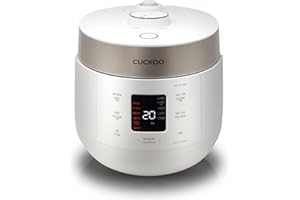 CUCKOO CRP-ST0609FW - Arrocera y calentador para 6 tazas (crudas) y 12 tazas (cocidas) de doble presión con revestimiento antiadherente, 16 opciones de menú, 3 guías de voz, automático