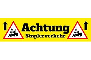 ‎ERHARD-TRADING Bodenaufkleber Achtung Staplerverkehr Bodenmarkierung überfahrbar 297x80 mm