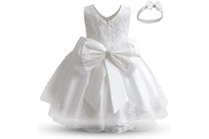 NNJXD Abito da Sposa da Principessa in Pizzo con Ricamo Floreale per Bambina