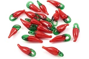 Cheriswelry Ciondoli pendenti lavorati a lume a forma di peperone rosso, in vetro di Murano, per gioielli fai da te, orecchini, 20 pezzi, 26-36 mm